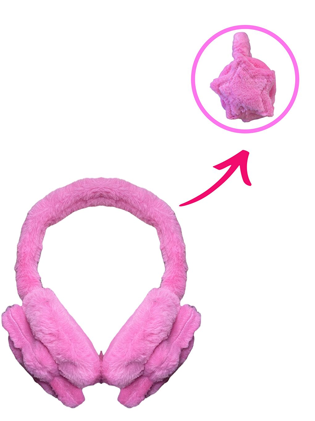 Formo Çocuk Pembe 3D Yıldız Detaylı Pelüş Kışlık Kulaklık - 2