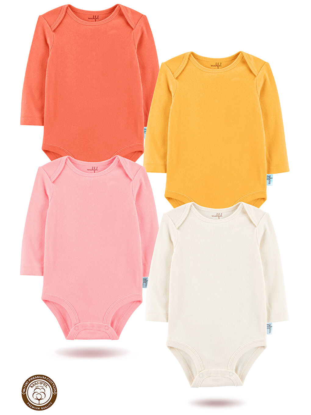 Pembe 4'lü %100 Pamuklu Uzun Kollu Basic Çıtçıtlı Bebek Body Zıbın SRE