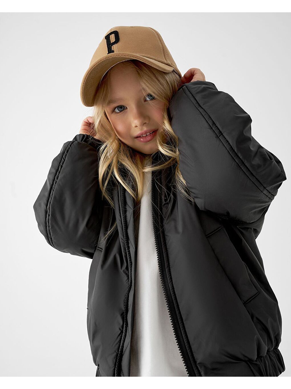 Unisex Çocuk Siyah Bomber Mont – Fermuarlı, Cepli, Rahat Kesim-3