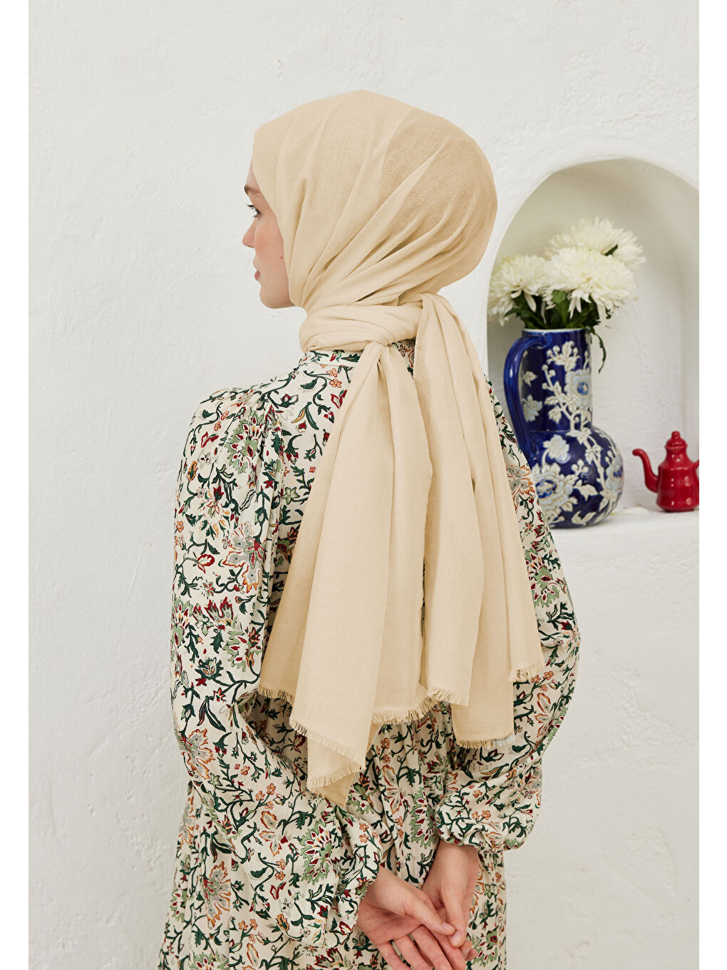 Sarı İnce Pamuk Vual Şal Kemik-1