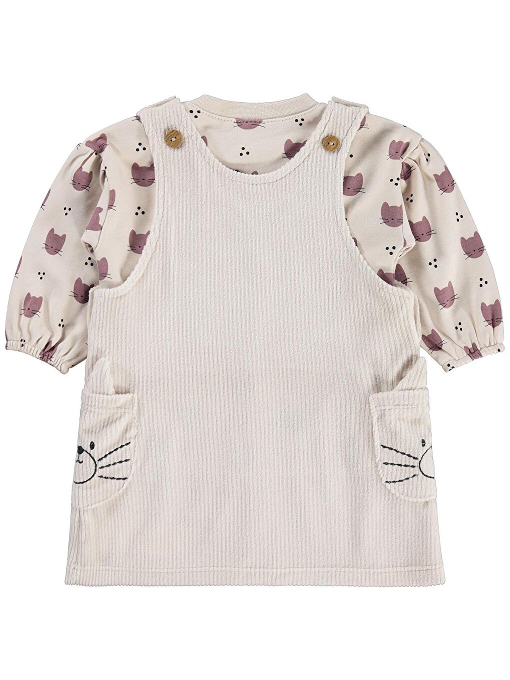 Baby Kedi Badili 6-18 Ay Elbise - Bej 6-9 Ay-2