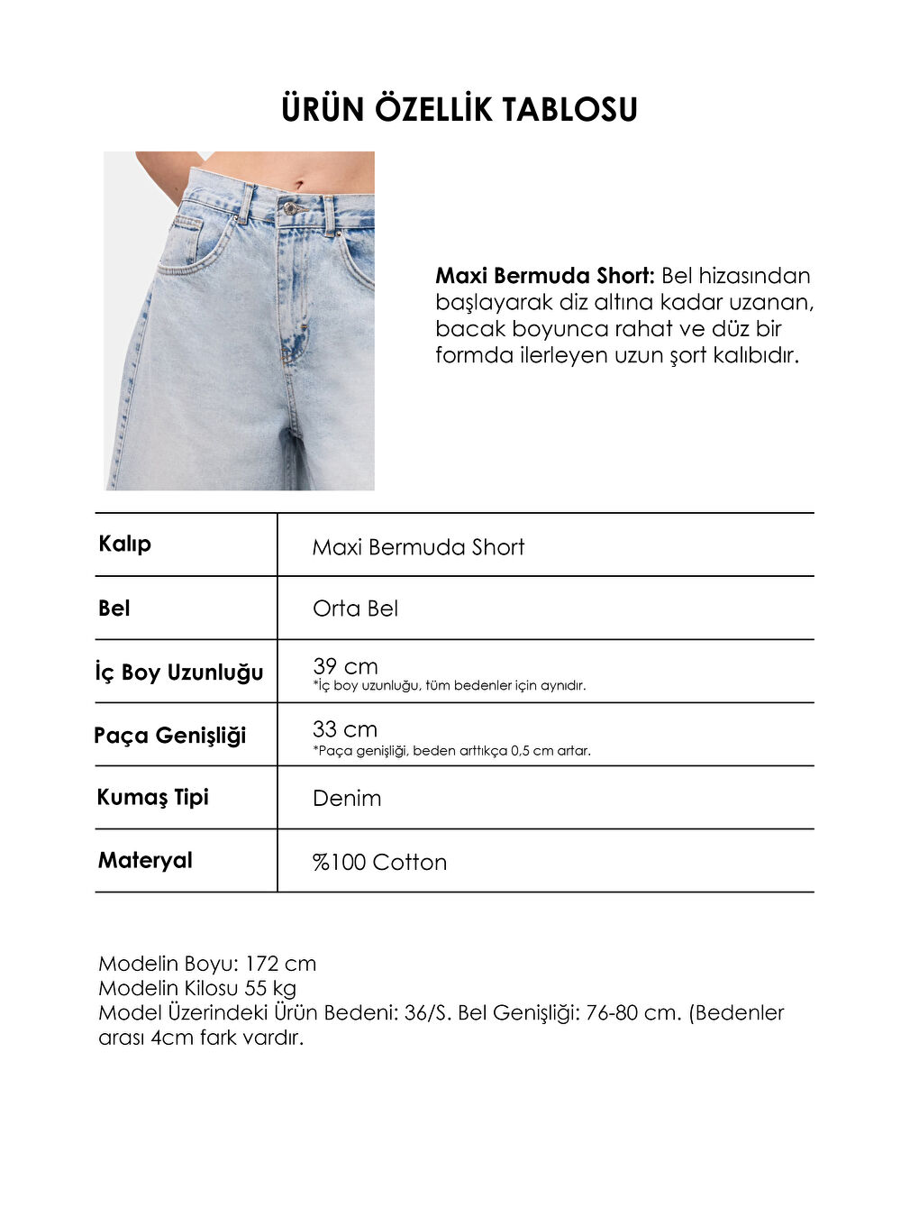 Mavi Kadın Jean Renk 4s6-3 Maxi Denim Bermuda Şort-4