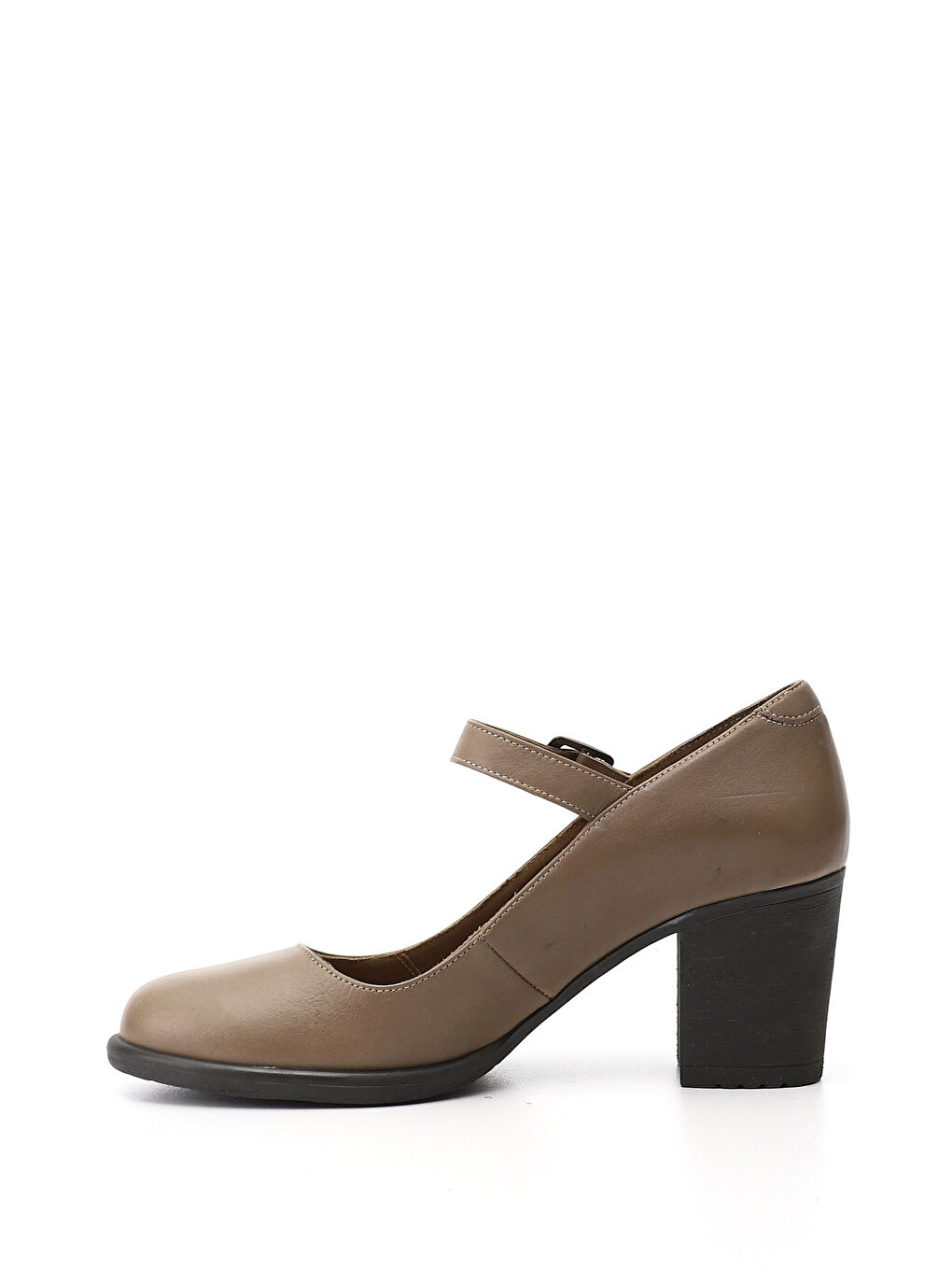 Kahverengi Kadın KOYU VİZON Kalın Topuklu Mary Jane Hakiki Deri Ayakkabı-2