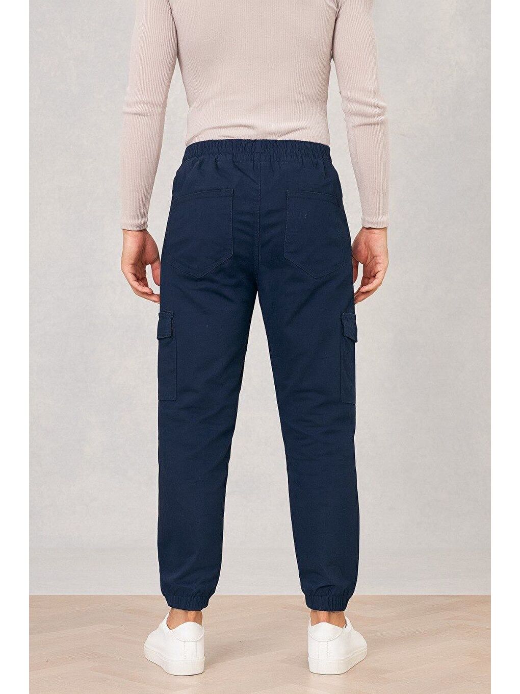 Lacivert Erkek Körüklü Jogger Paça Lastikli Pantolon-2