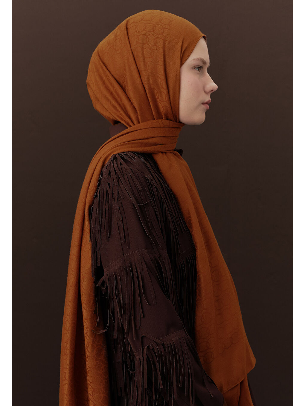 Kahverengi Premıum Yünlü Düz Şal Tarçın Kabuğu-3