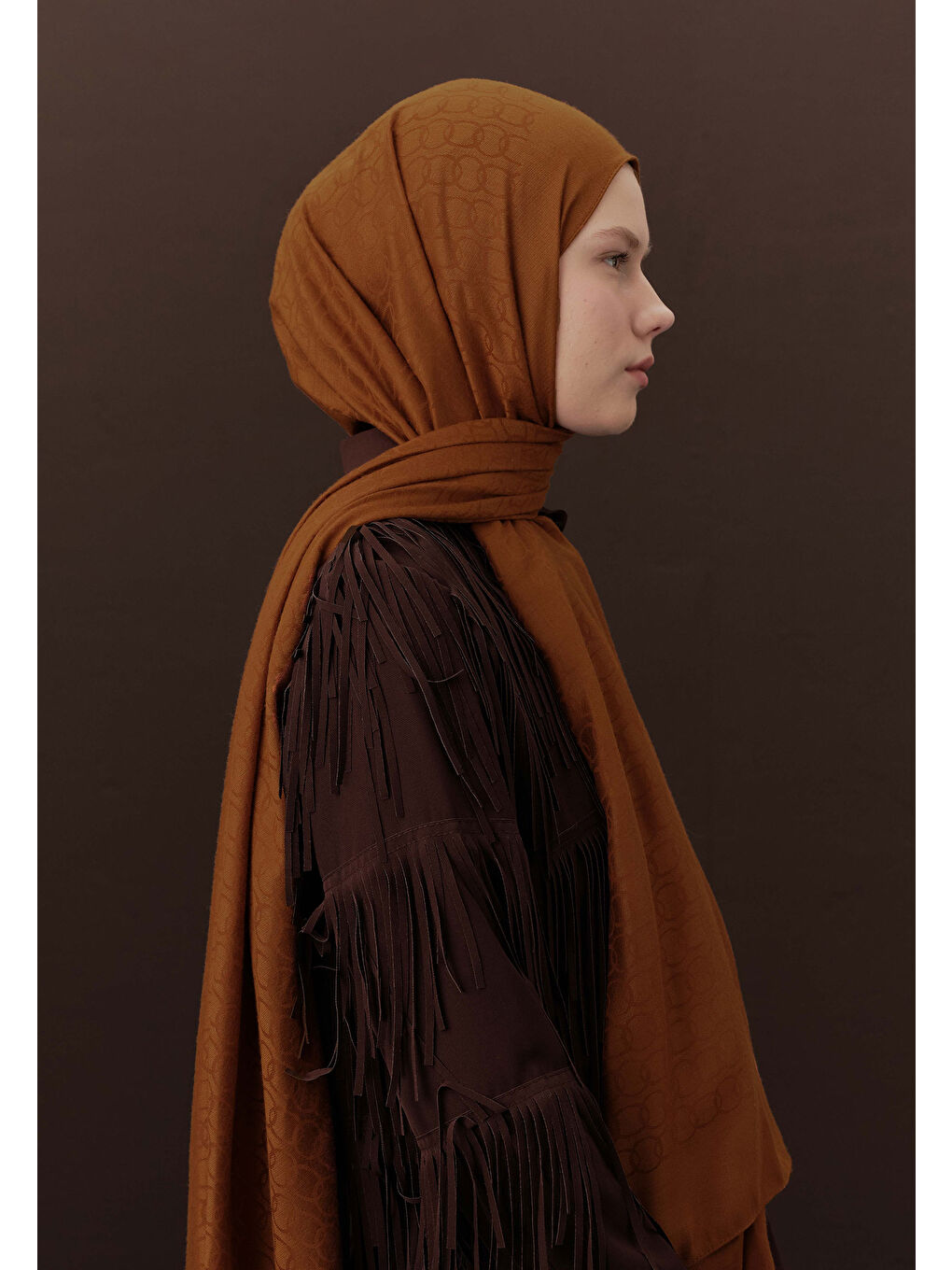Kahverengi Premıum Yünlü Düz Şal Tarçın Kabuğu-4