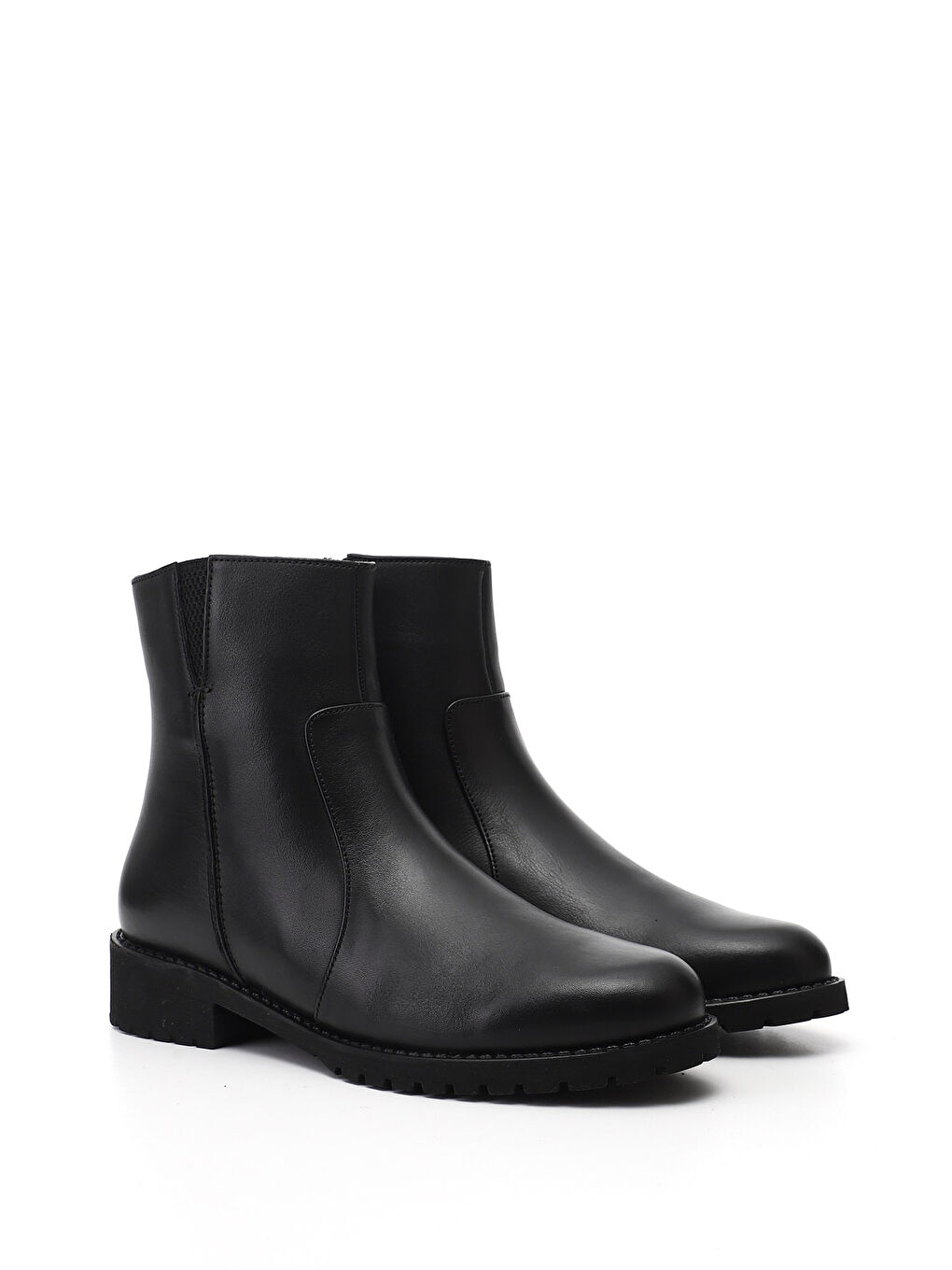 Siyah Kadın SİYAH Fermuarlı Kauçuk Taban Hakiki Deri Bot-1