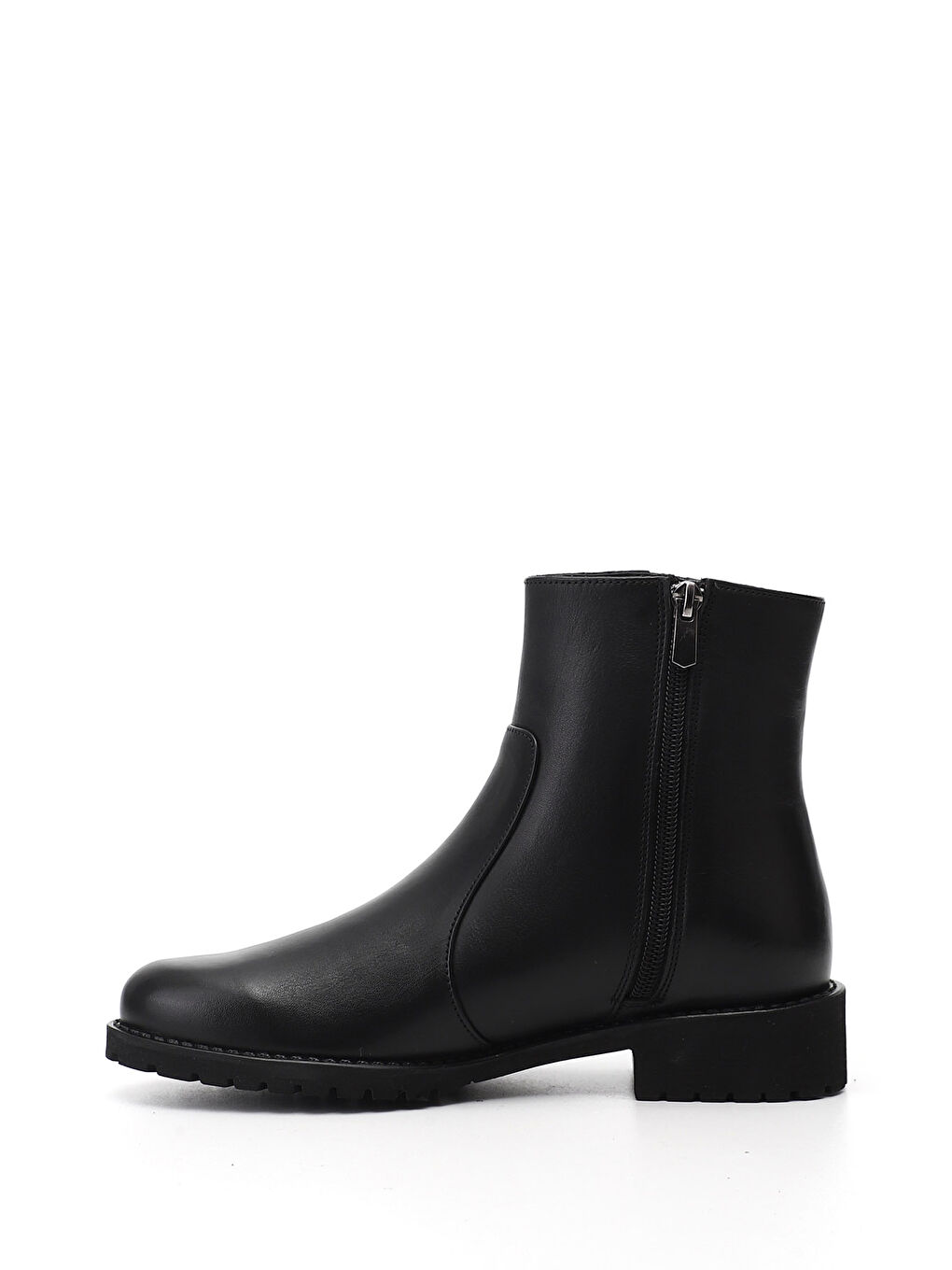 Siyah Kadın SİYAH Fermuarlı Kauçuk Taban Hakiki Deri Bot-2