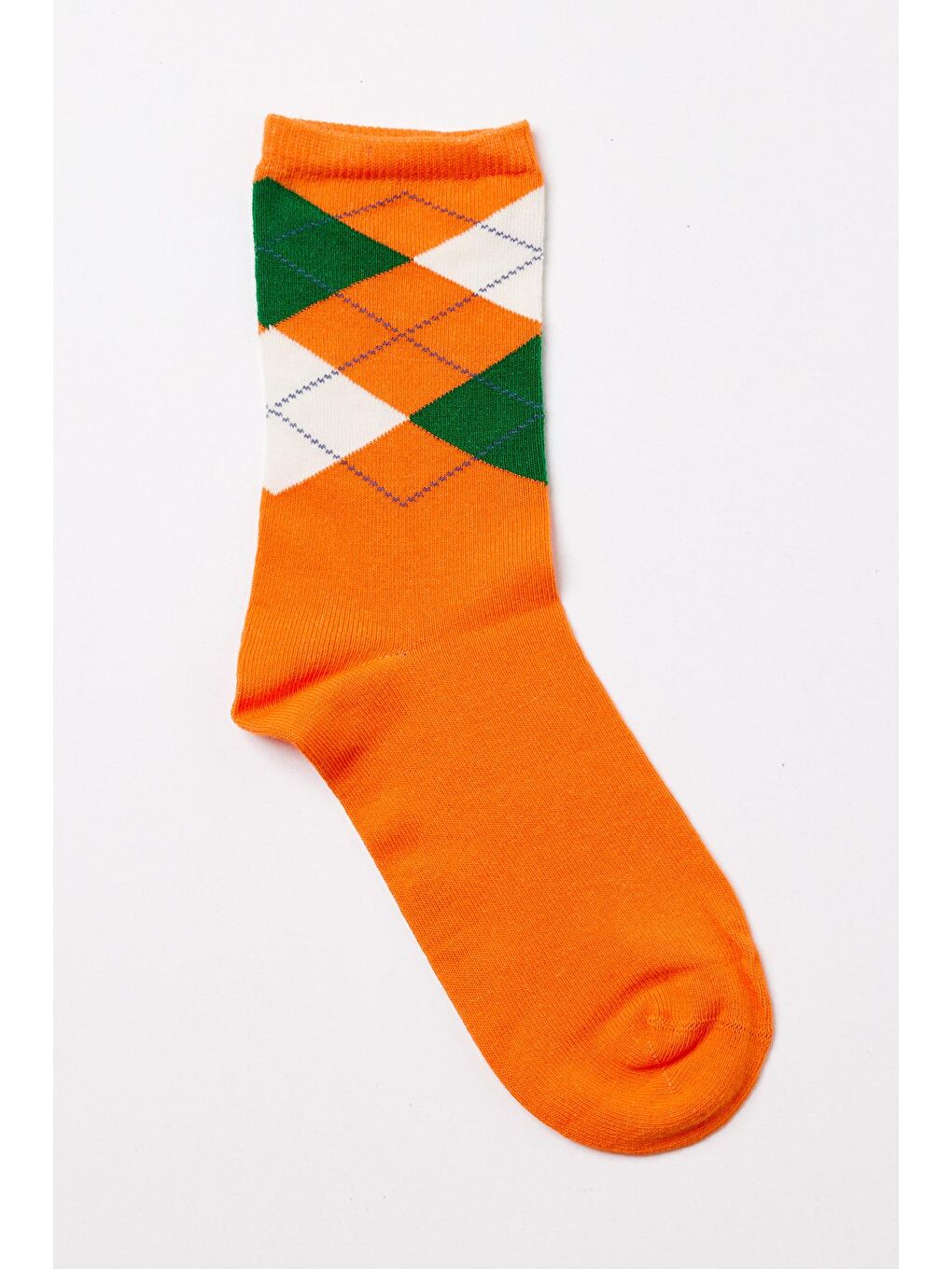 Çocuk Ekose Desenli Soket Çorap Turuncu