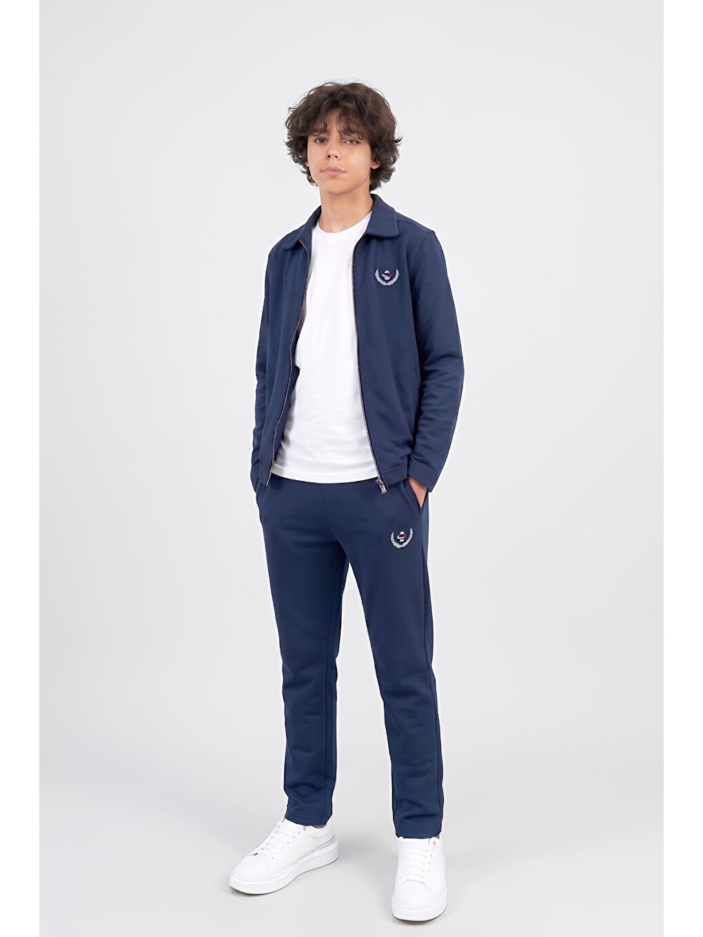 Lacivert Erkek Çocuk 3'lü Takım (ceket+t-shirt+alt) 6-16 Yaş 12770smp-1