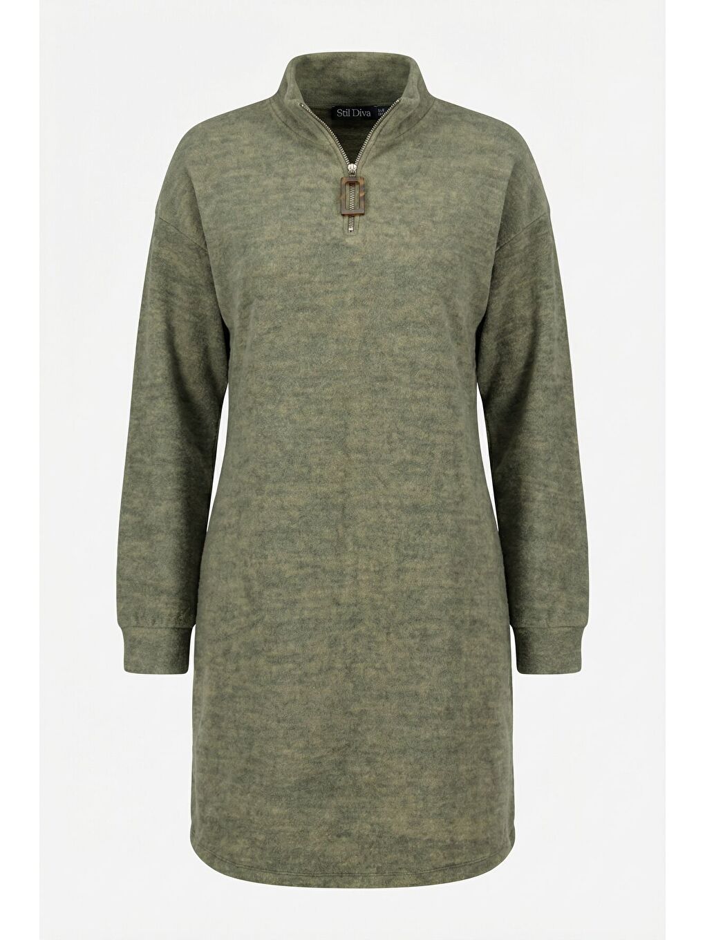 Büyük Beden Yumoş Dokulu Yeşil Midi Elbise 106-36-6