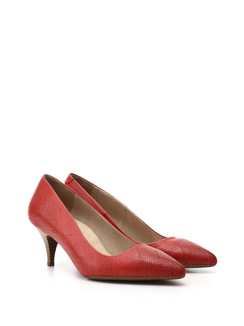 Kırmızı Kadın KIRMIZI Sivri Burun İnce Topuklu Hakiki Deri Stiletto-1
