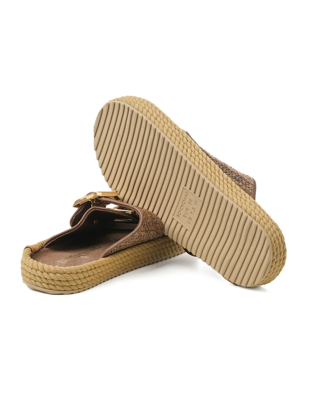 Kahverengi SYD19-00019 Sydney Kadın Hasır Terlik Kahve-4