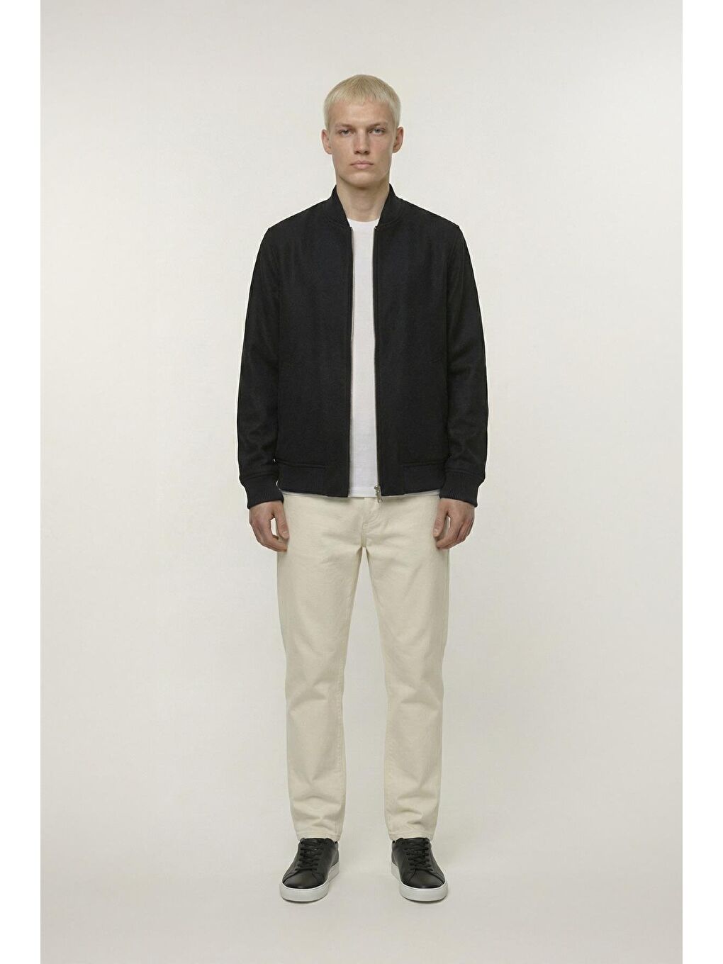 Giotelli Siyah Regular Fit Yünlü Bomber Yaka Kaşe Erkek Mont-1