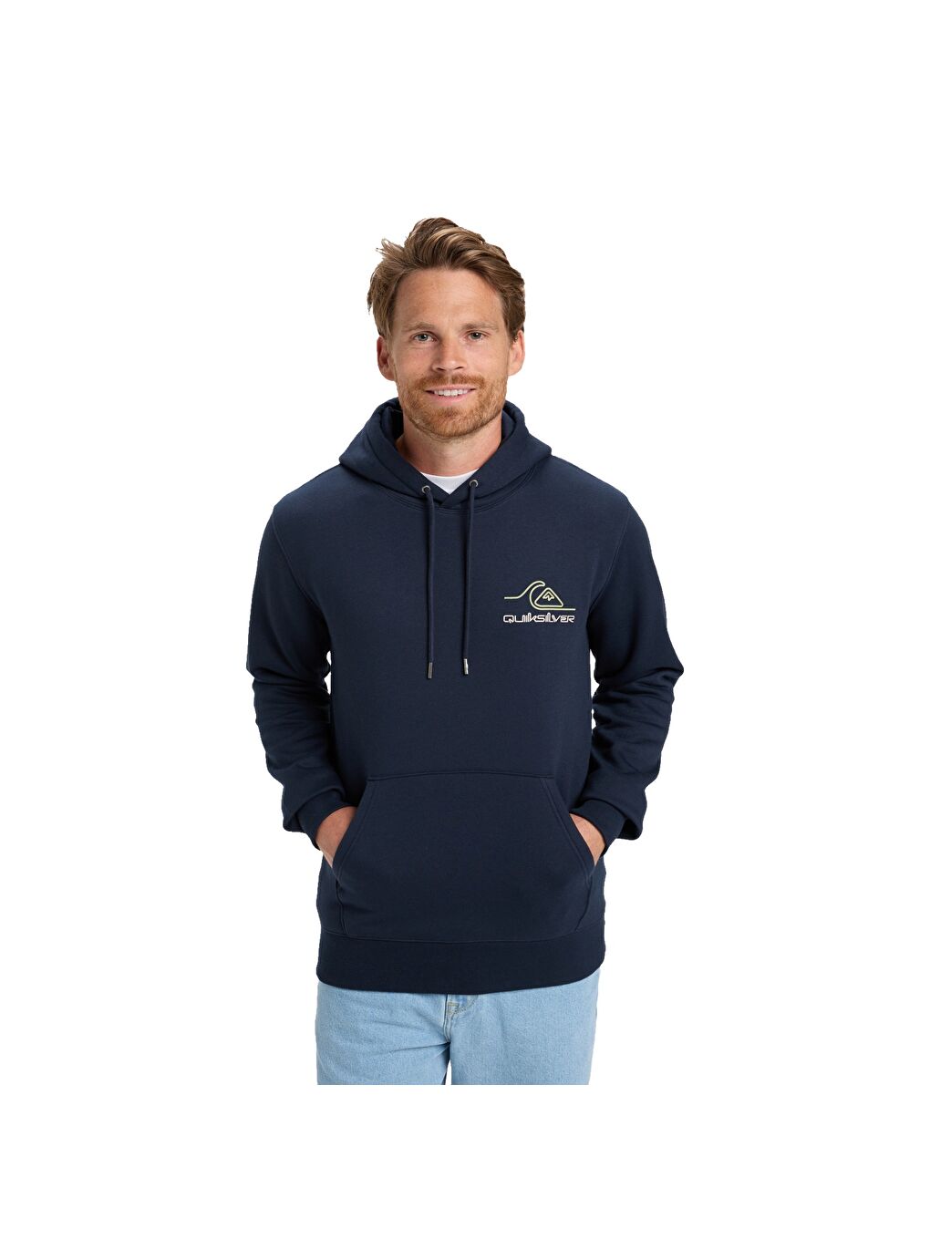 Lacivert Light Waves Hoodie Erkek Mavi Kapüşonlu Sweatshirt