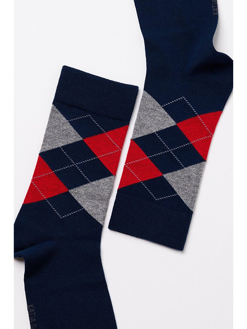 Çocuk Ekose Desenli Soket Çorap Lacivert-1