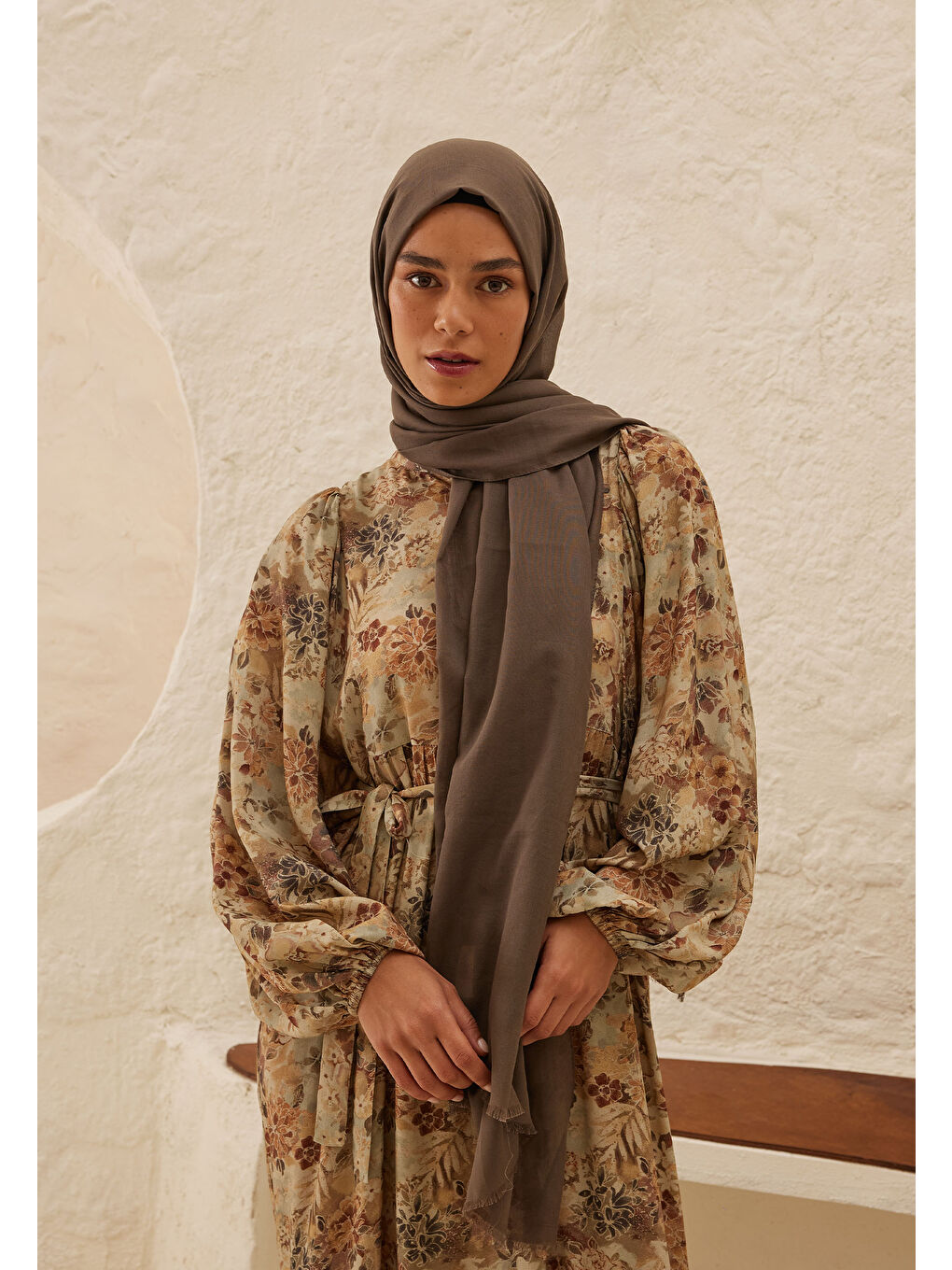 Gri İnce Pamuk Vual Şal Duman