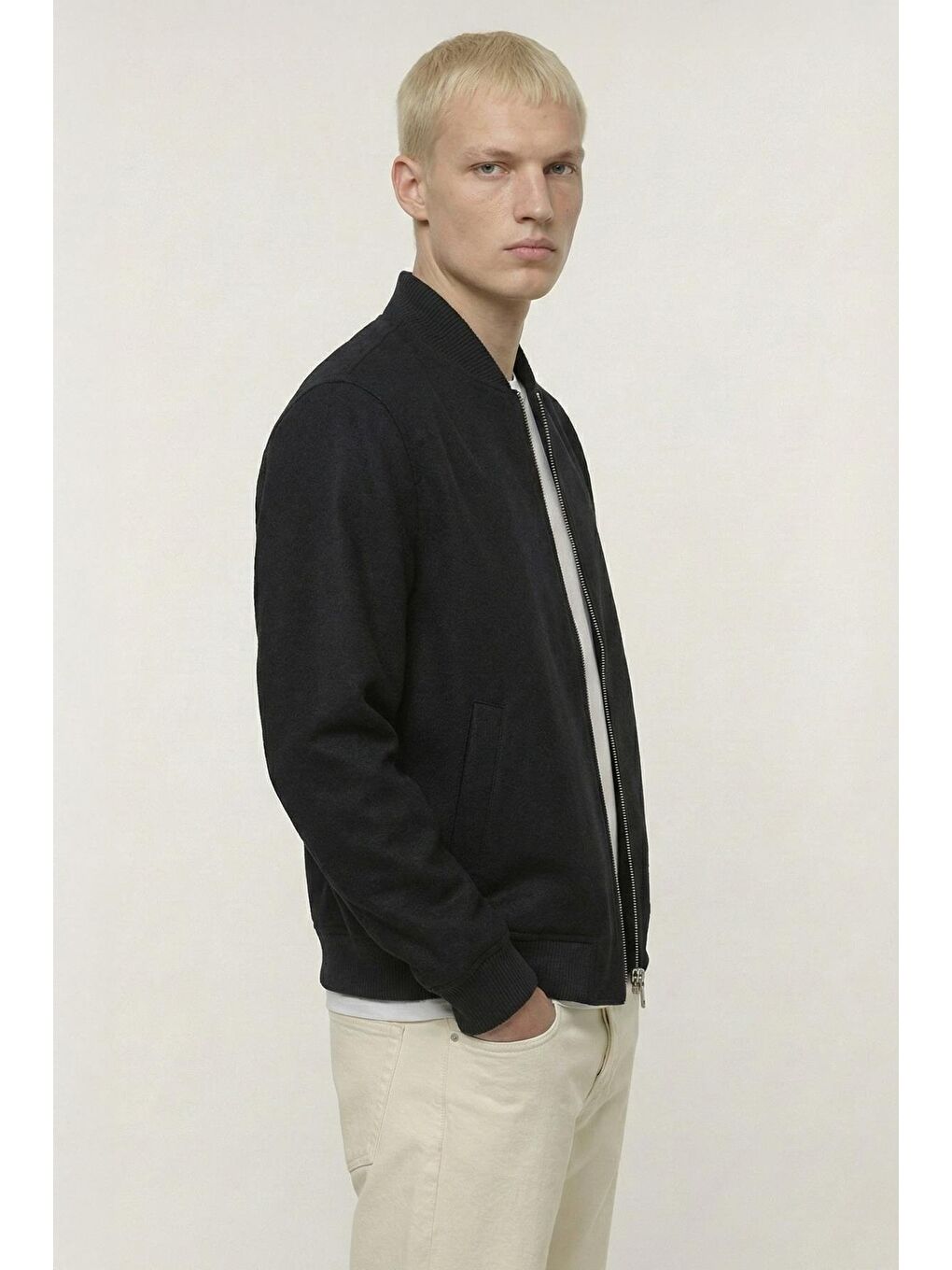 Giotelli Siyah Regular Fit Yünlü Bomber Yaka Kaşe Erkek Mont-2