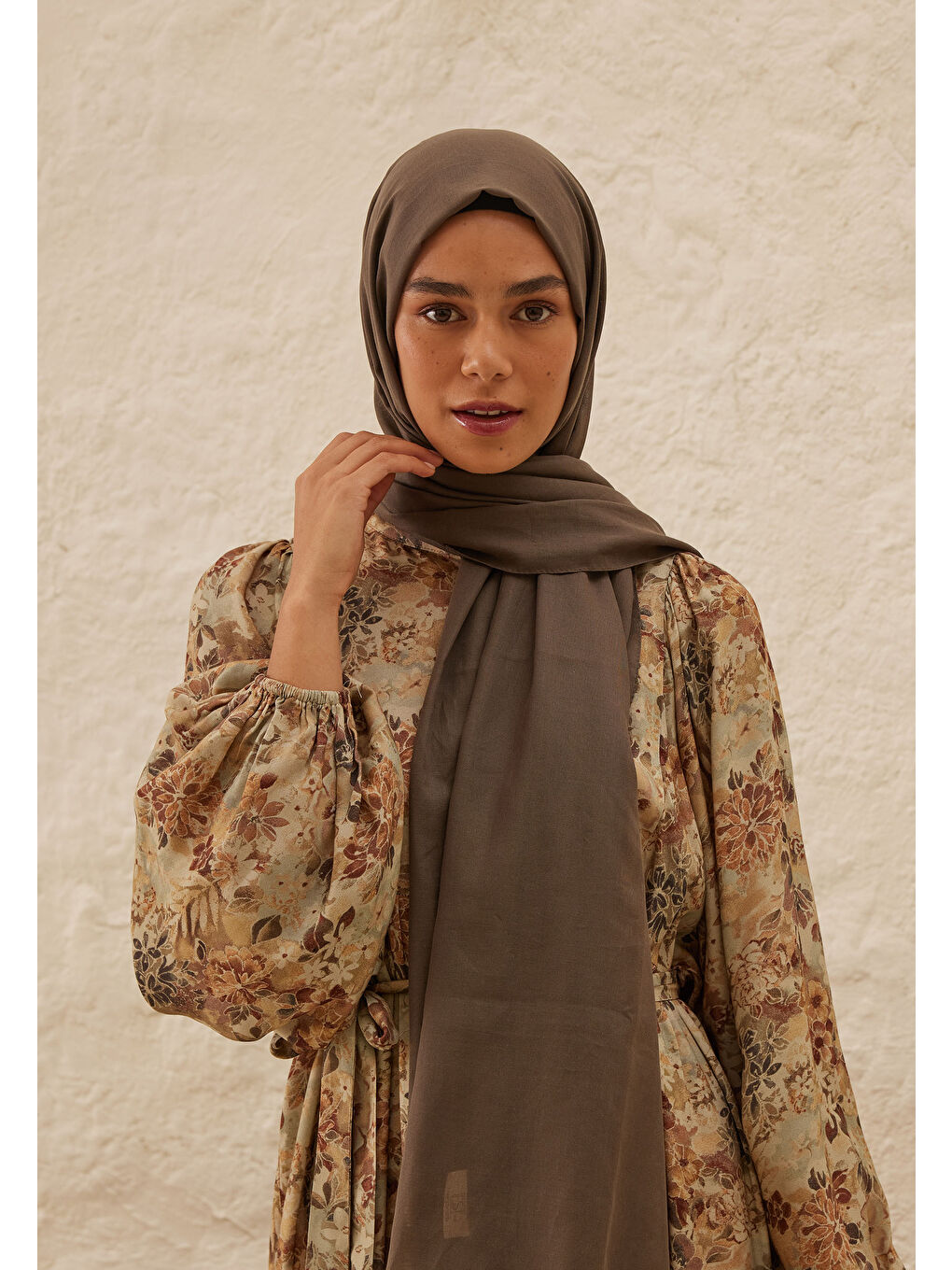 Gri İnce Pamuk Vual Şal Duman-1