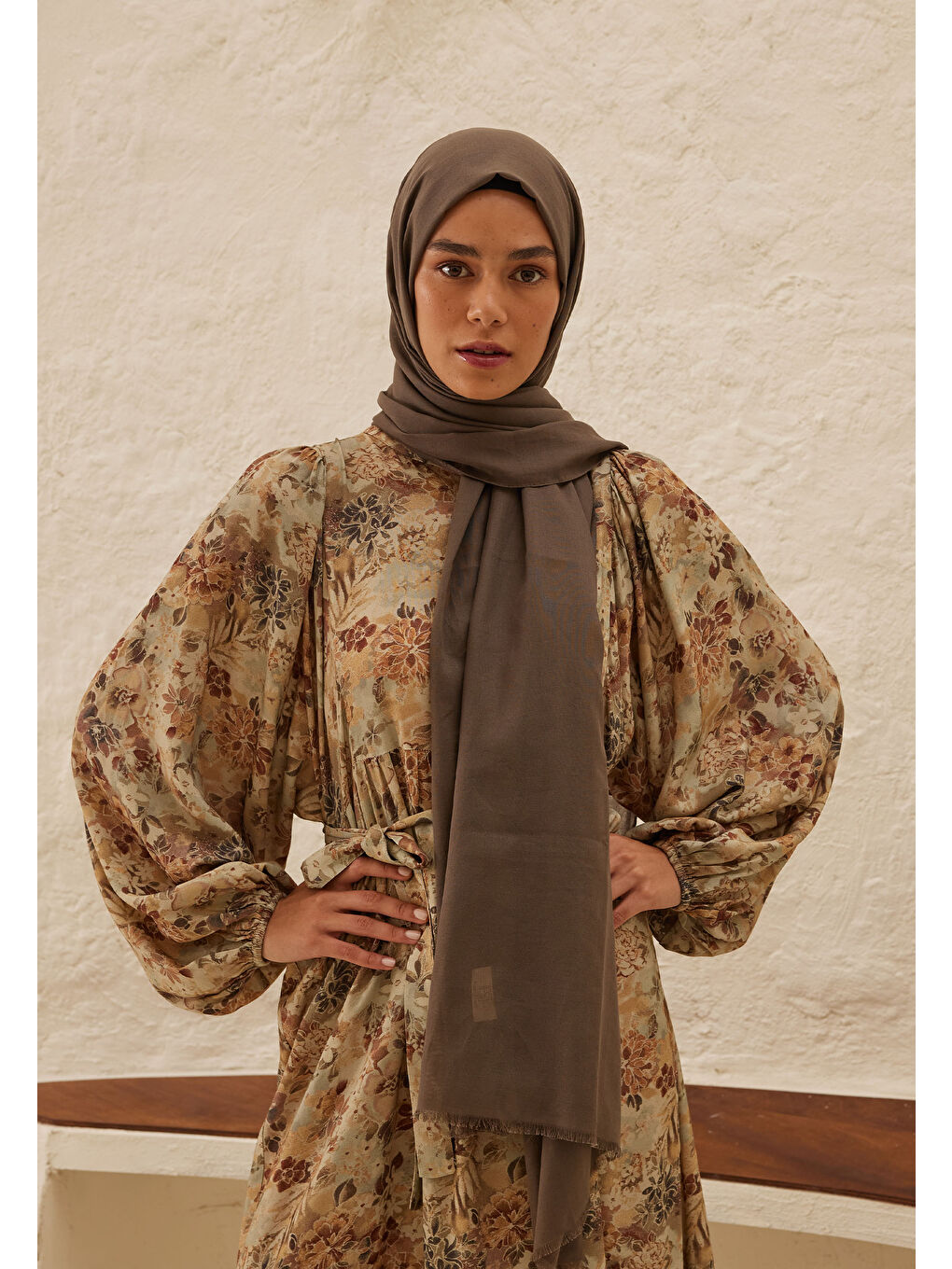 Gri İnce Pamuk Vual Şal Duman-2