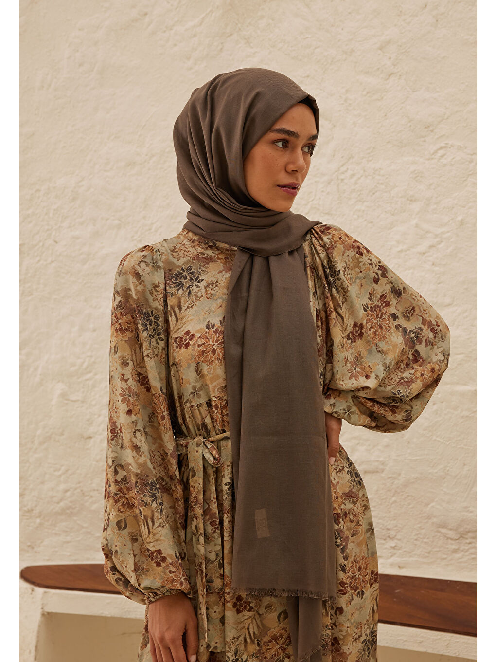 Gri İnce Pamuk Vual Şal Duman-3