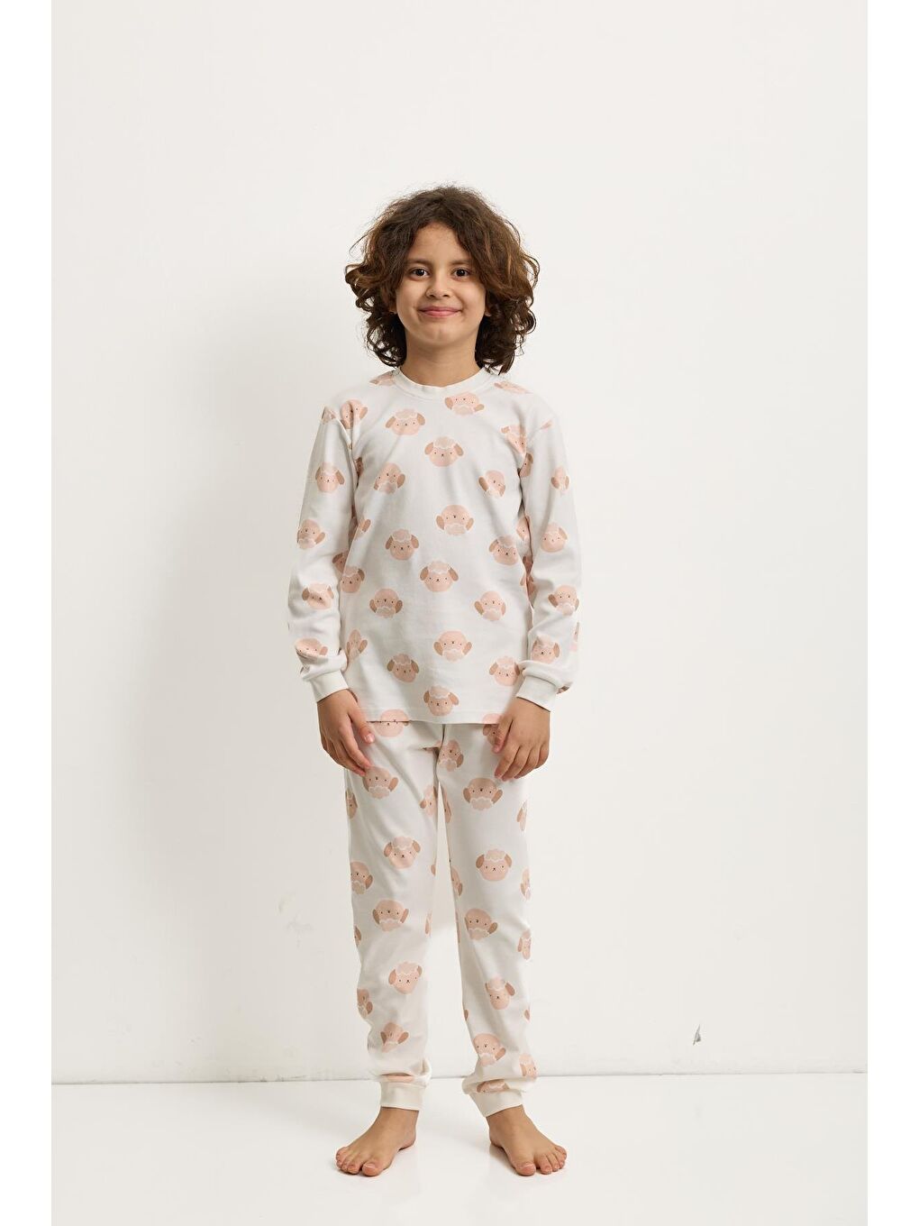 Karışık Çocuk Kuzucuk Baskılı Pijama Takımı