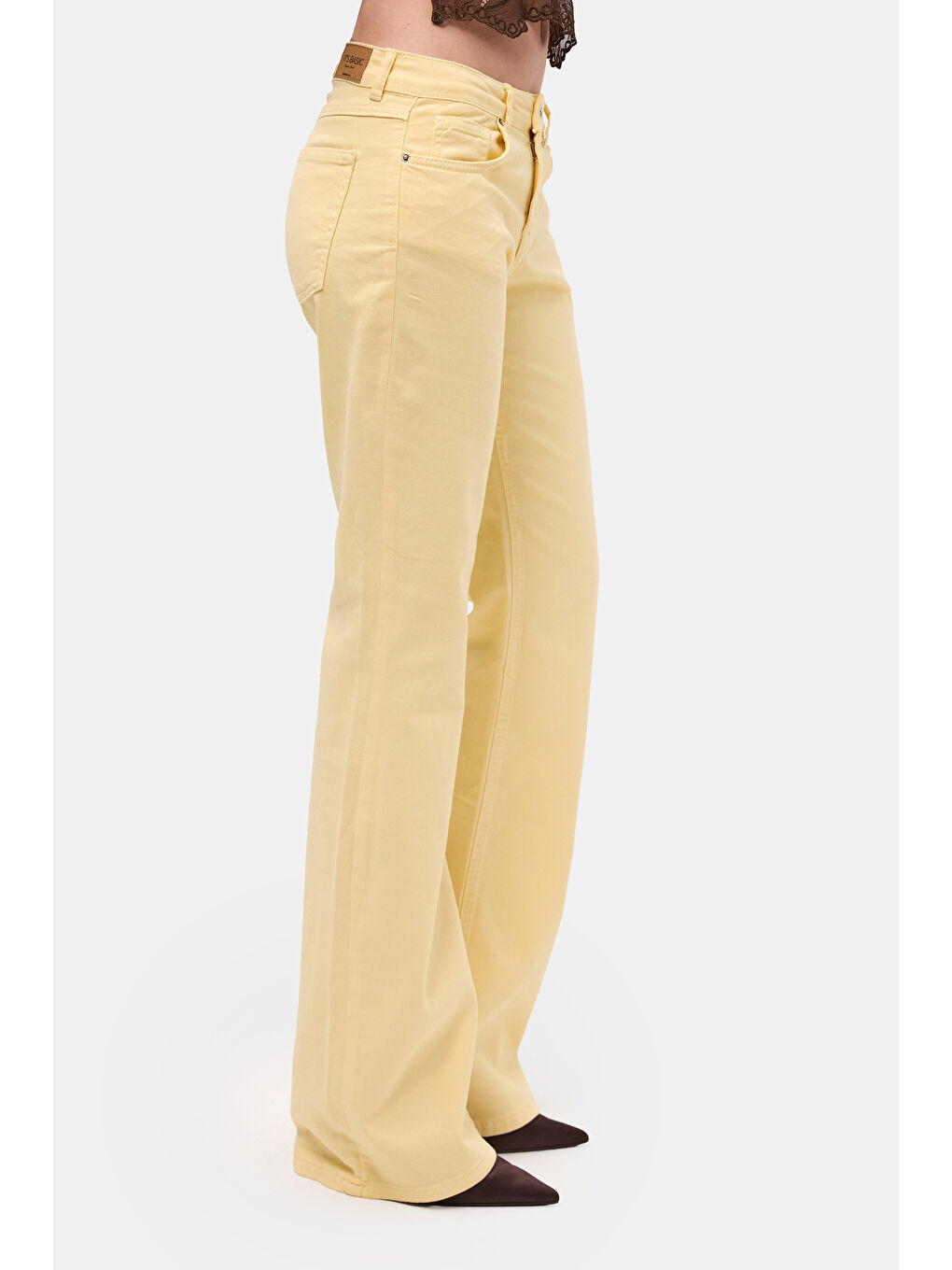 Kadın Light Sarı 6s6-108 Mid Rise Flare Fit Denim Jean-6