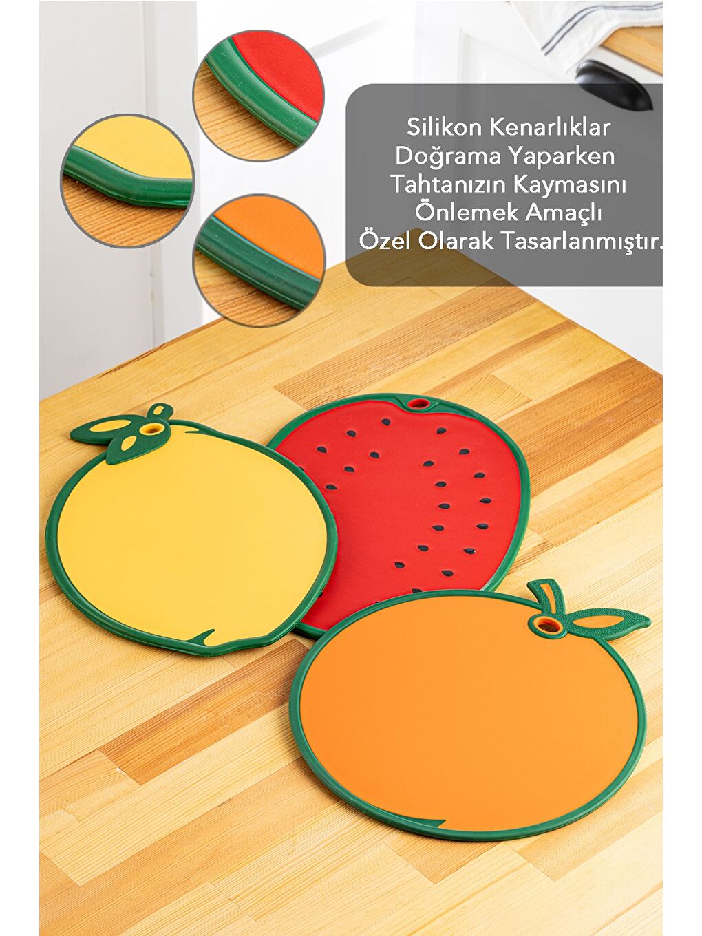 Karışık 3 Parça Kesme Doğrama Tahtası Seti Meyve Şekilli Kesme Tahtası Kesim Tahtası Seti 3'lü Set-1