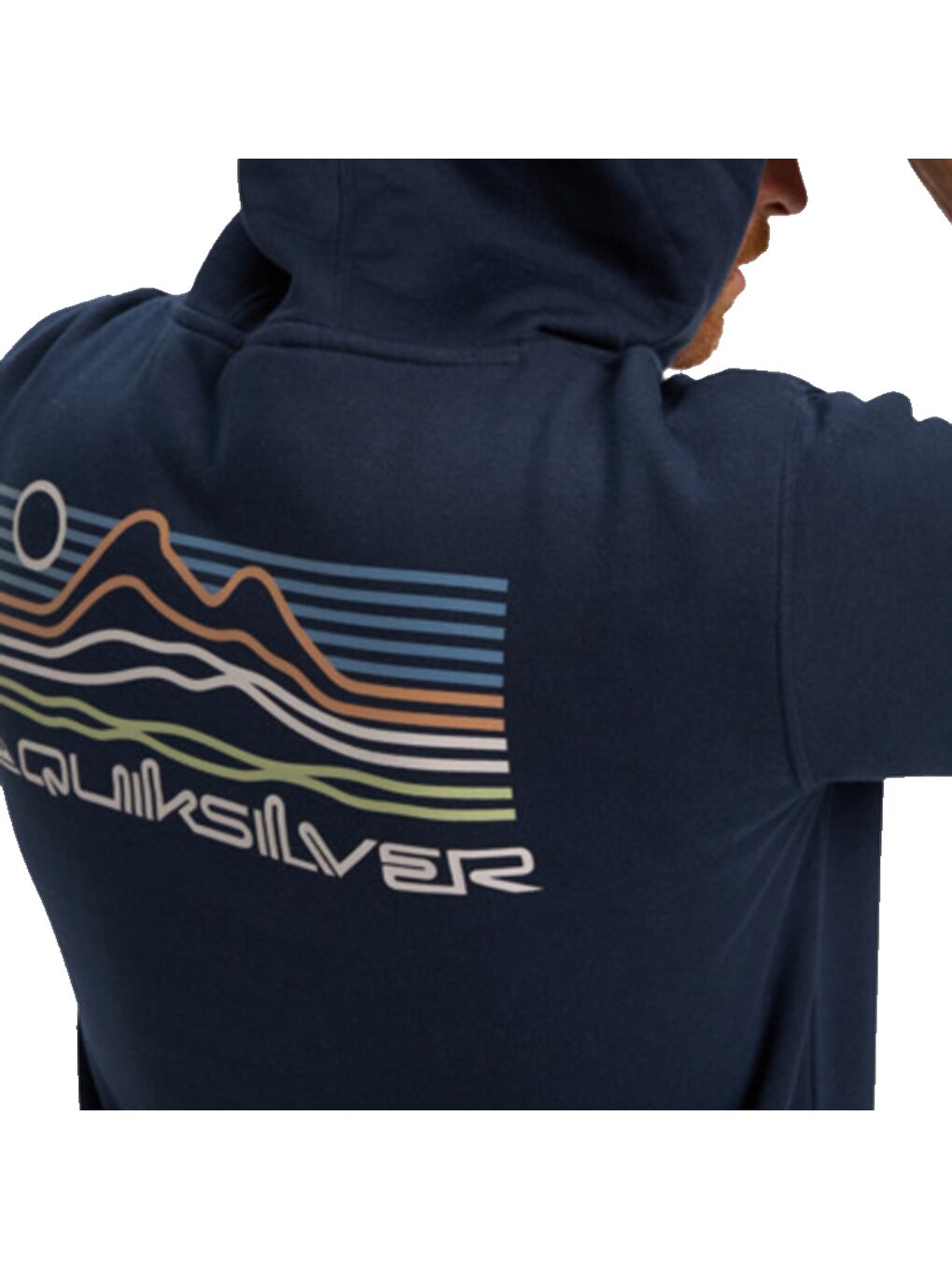 Lacivert Light Waves Hoodie Erkek Mavi Kapüşonlu Sweatshirt-4