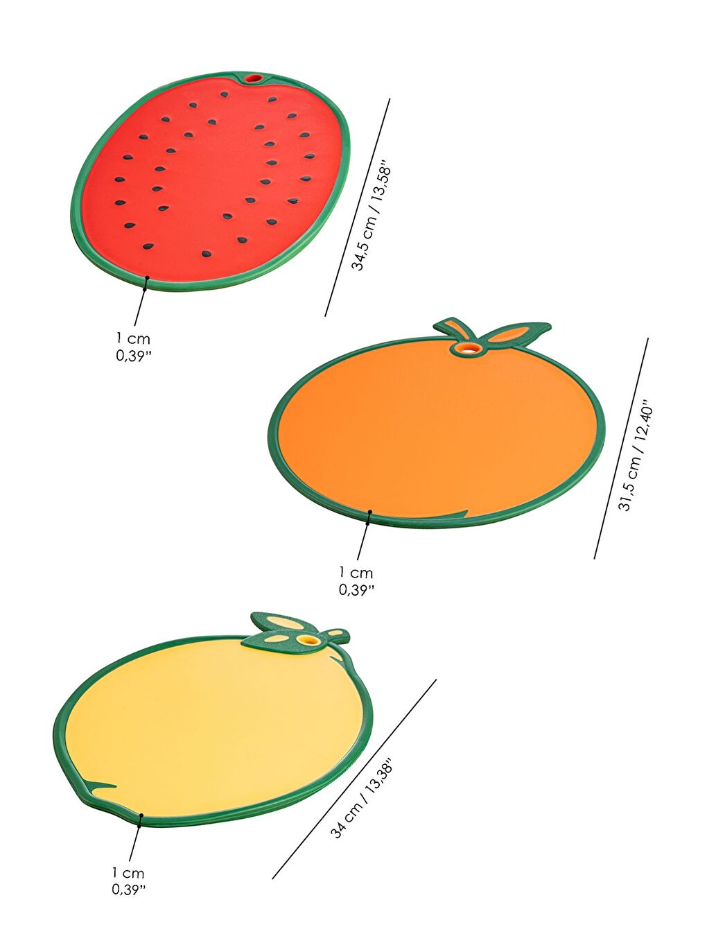 Karışık 3 Parça Kesme Doğrama Tahtası Seti Meyve Şekilli Kesme Tahtası Kesim Tahtası Seti 3'lü Set-4