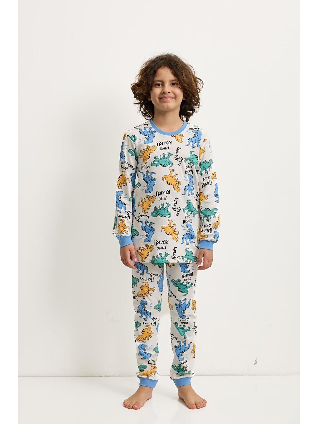 Karışık Erkek Çocuk Dinozor Baskılı Pijama Takımı