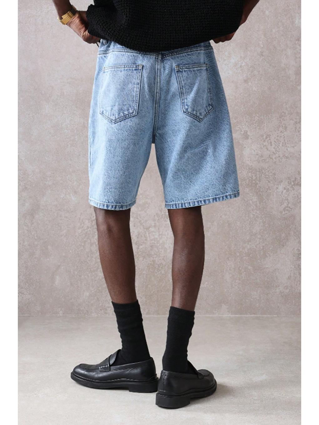 Erkek Baggy Fit Jean Şort Lacivert-3