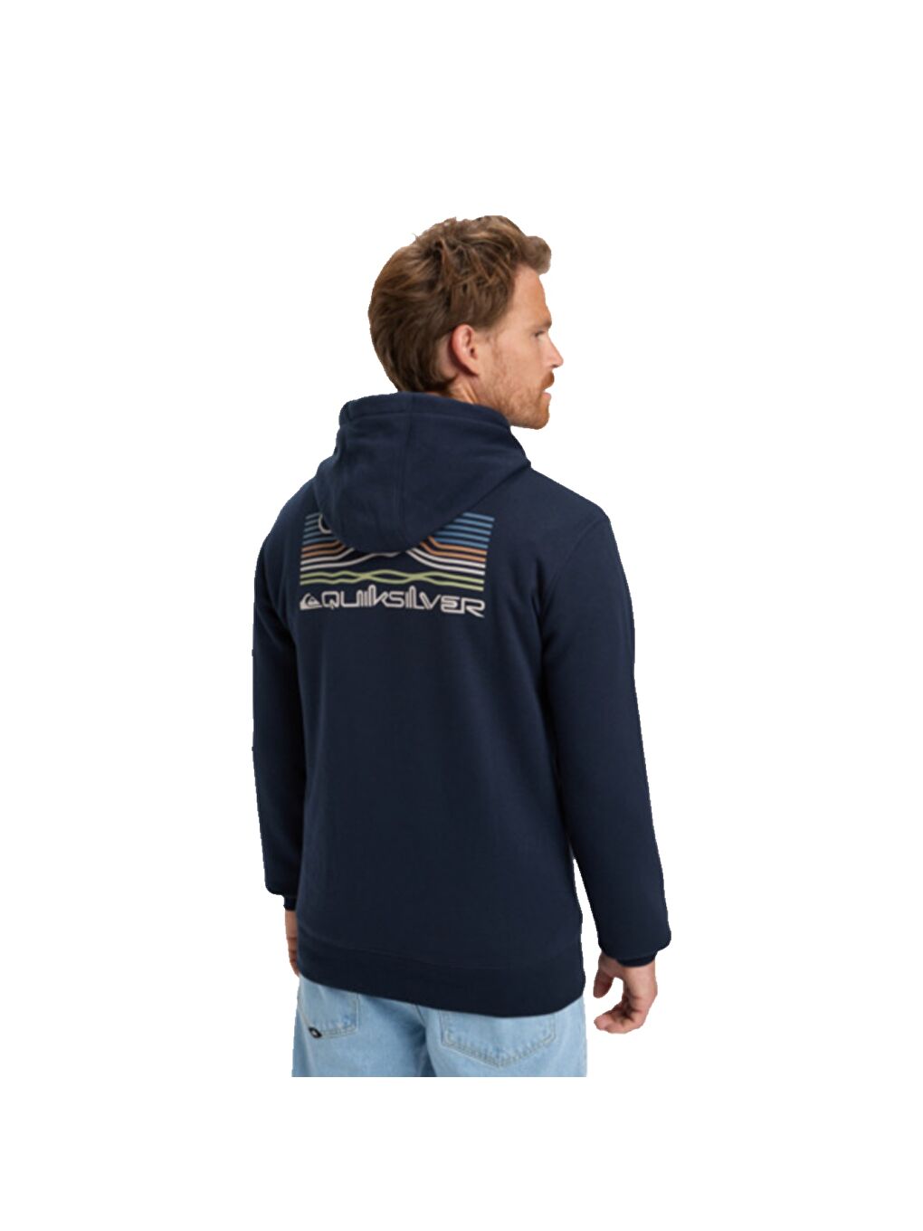 Lacivert Light Waves Hoodie Erkek Mavi Kapüşonlu Sweatshirt-5