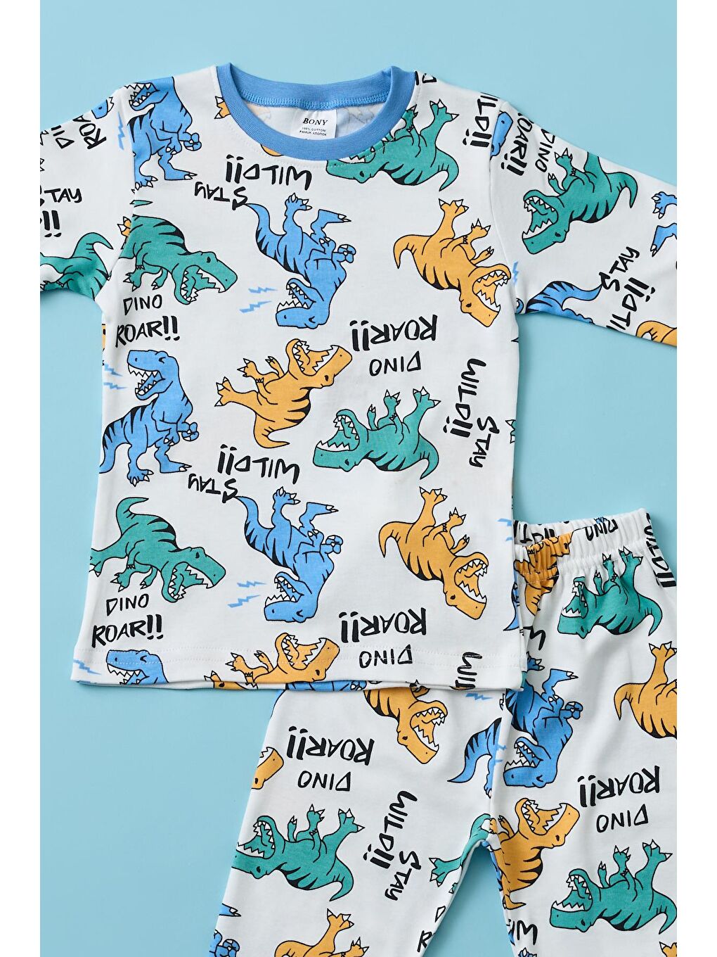 Karışık Erkek Çocuk Dinozor Baskılı Pijama Takımı-4