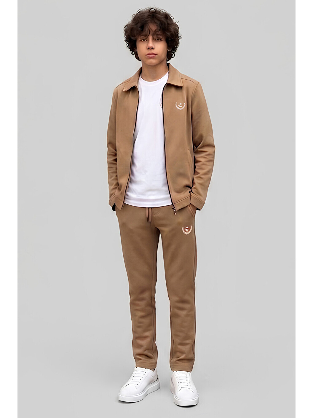 Kahverengi Erkek Çocuk 3'lü Takım (ceket+t-shirt+alt) 6-16 Yaş 12770smp-1
