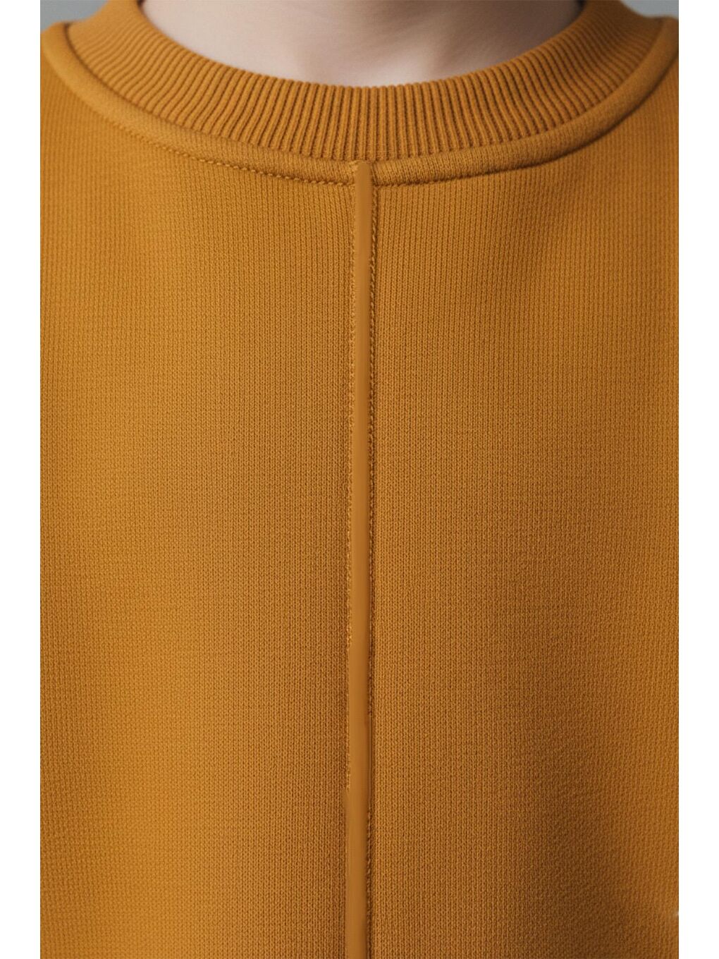 Sarı Unisex Çocuk Dikiş Detaylı 3 İplik Hardal Alt Üst Takım-4