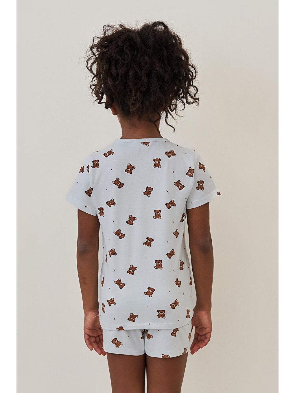 Mavi Kız Çocuk Teddy Desenli Şortlu Pijama Takımı-2