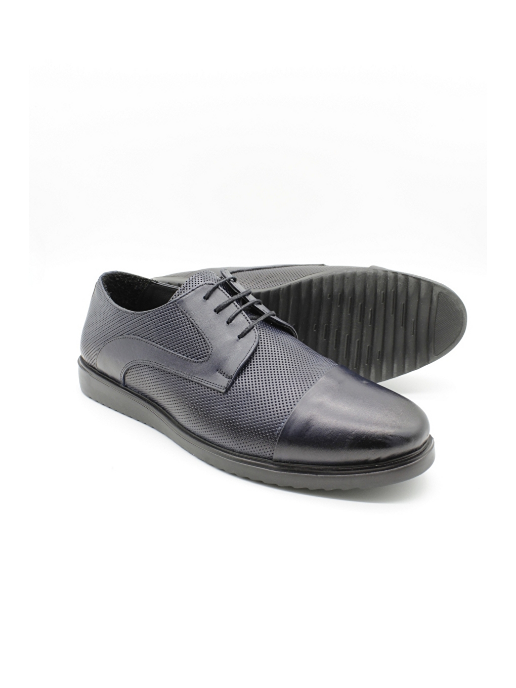 Lacivert Bağcıklı Analin %100 Deri Klasik Ayakkabı 1033255916-2