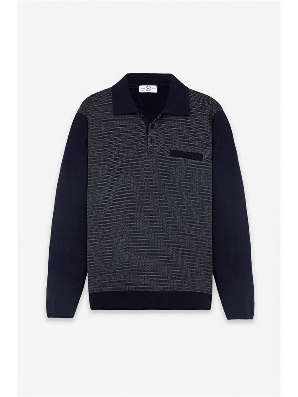 Lacivert Regular Fermuarlı Polo Yaka Kazak-5