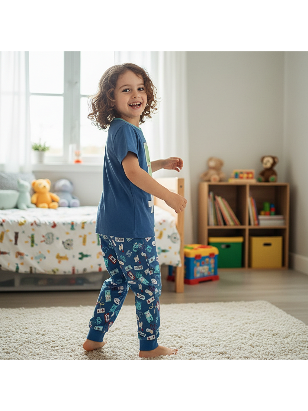 Çocuk Baskılı Mavi Renk 2'li Takım Cb1066-1