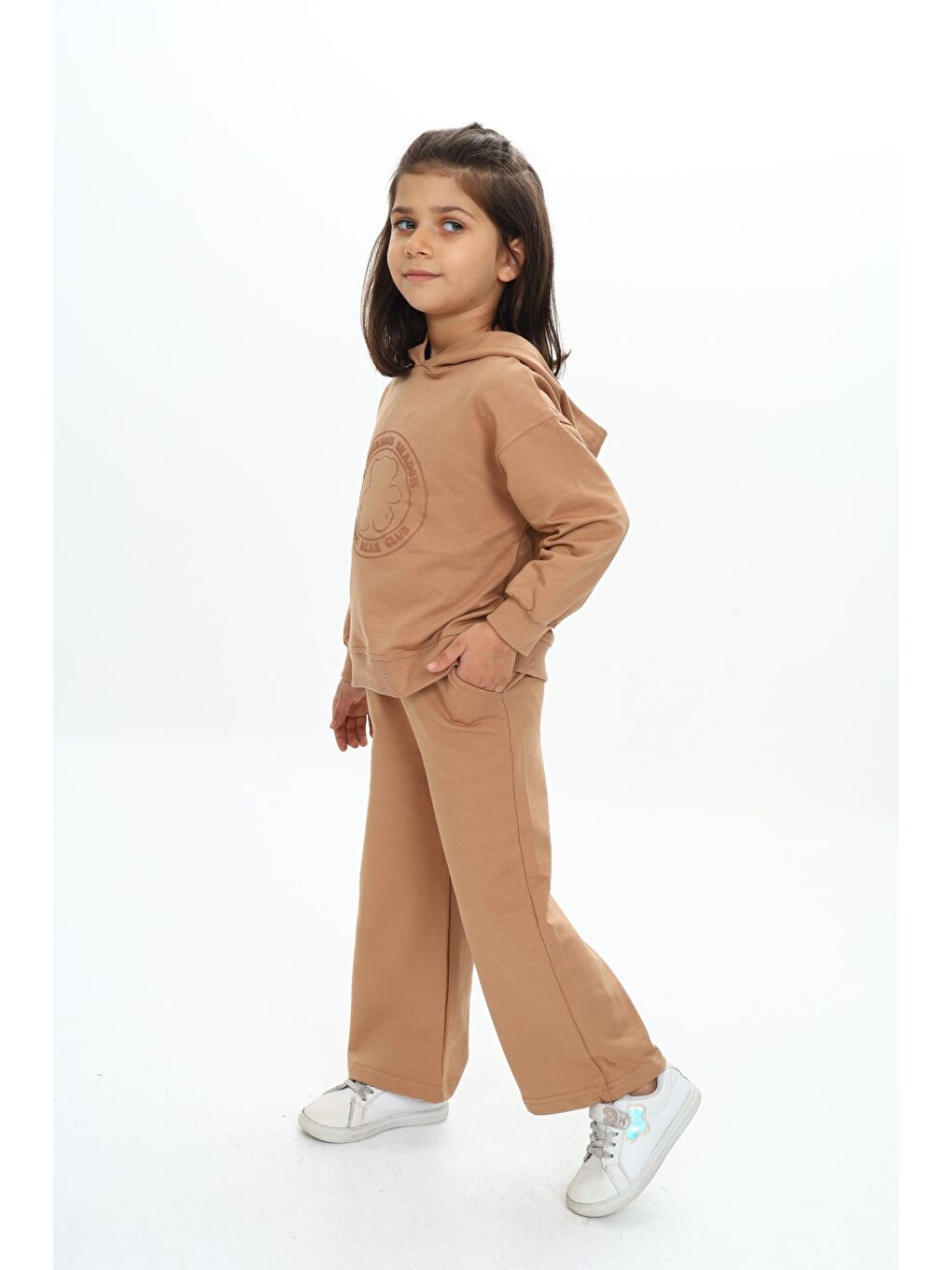 Kahverengi Kız Çocuk Baskılı Eşofman Takım-1