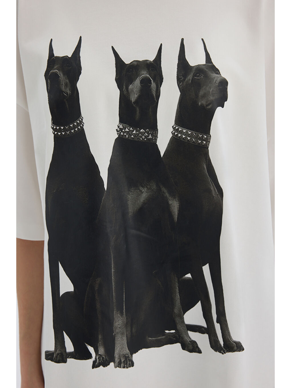 Doberman Pinscher Beyaz Oversize T-Shirt-6