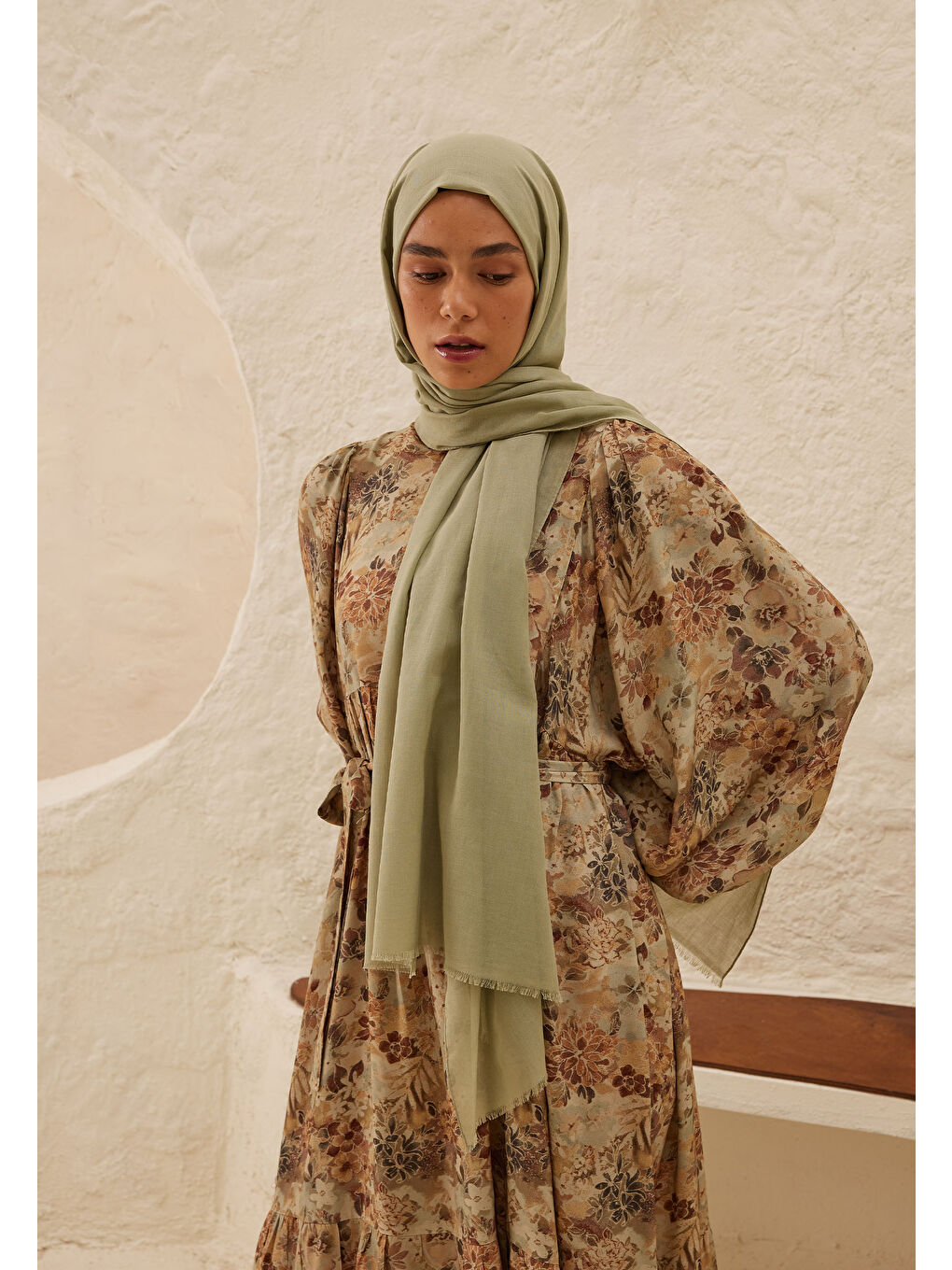 İnce Pamuk Vual Şal Uçuk Yeşil-1