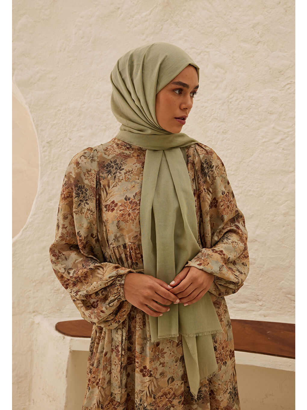 İnce Pamuk Vual Şal Uçuk Yeşil-2