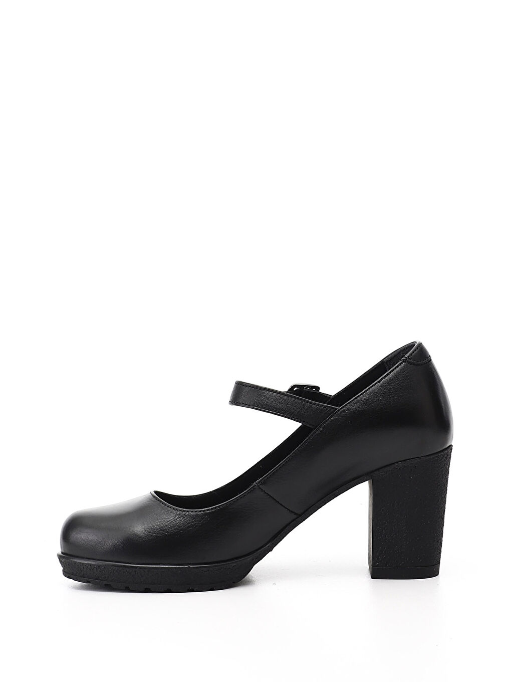 Siyah Kadın SİYAH Kalın Topuklu Mary Jane Hakiki Deri Ayakkabı-2