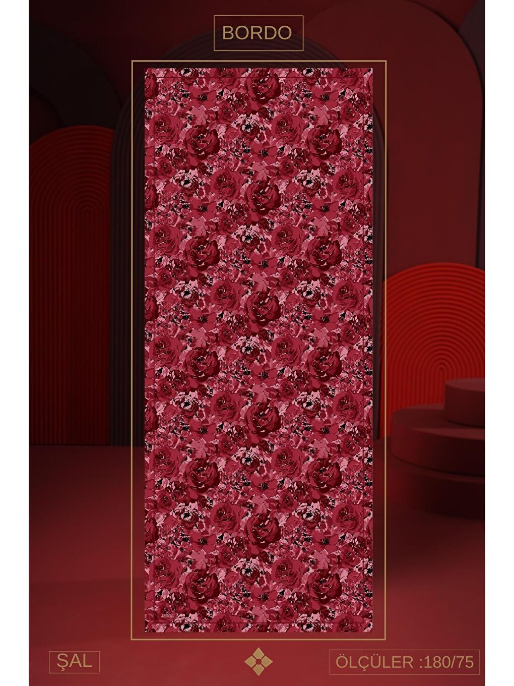 Bordo Kadın Alaiye Soft Şal-1