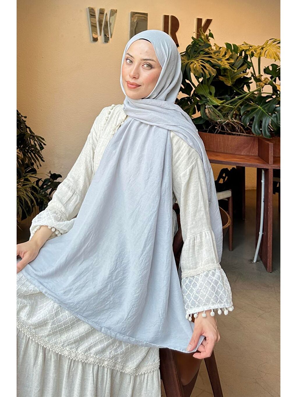 Comfort Pamuk Şal Gümüş Gri-1