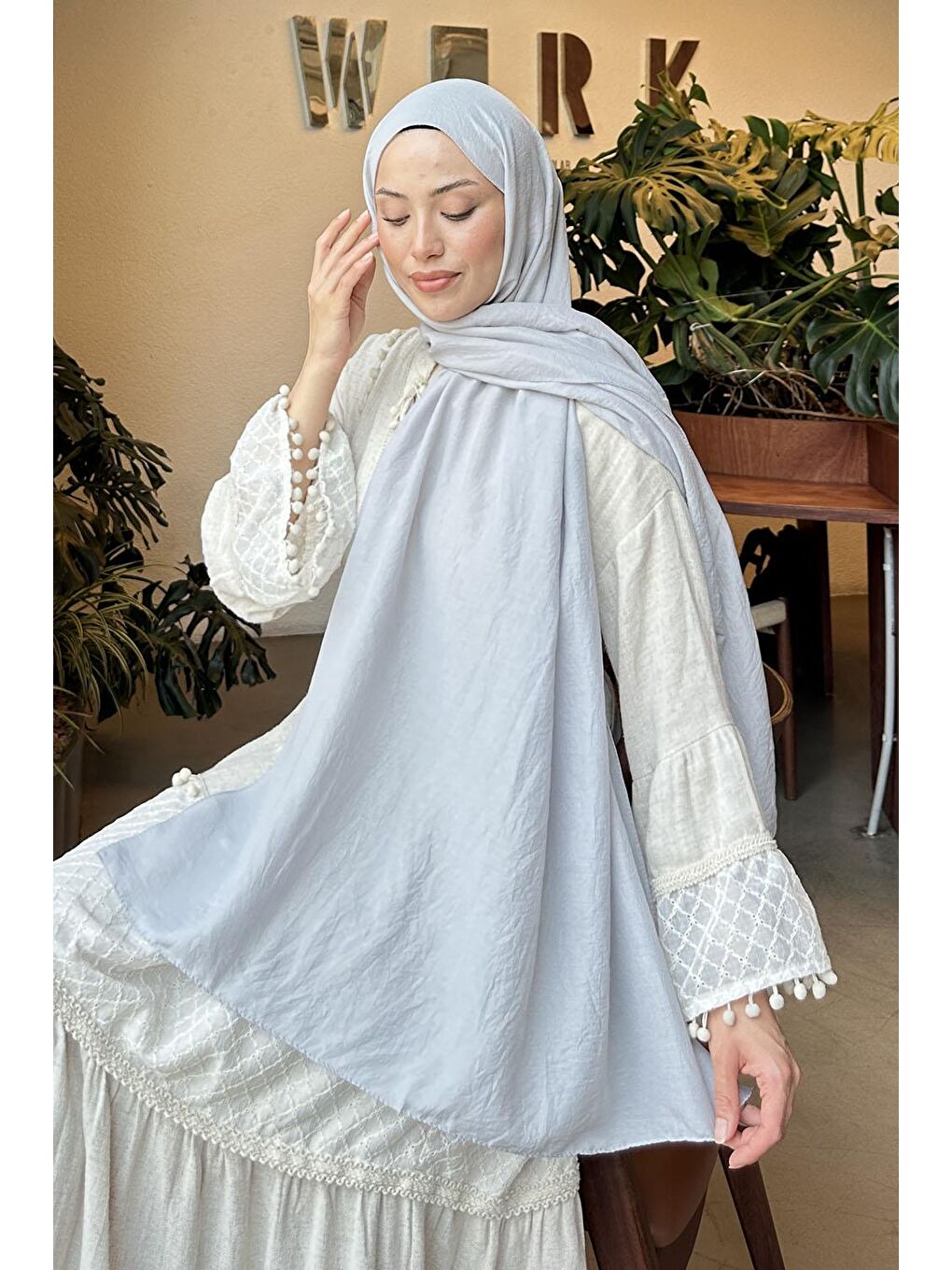 Comfort Pamuk Şal Gümüş Gri-2