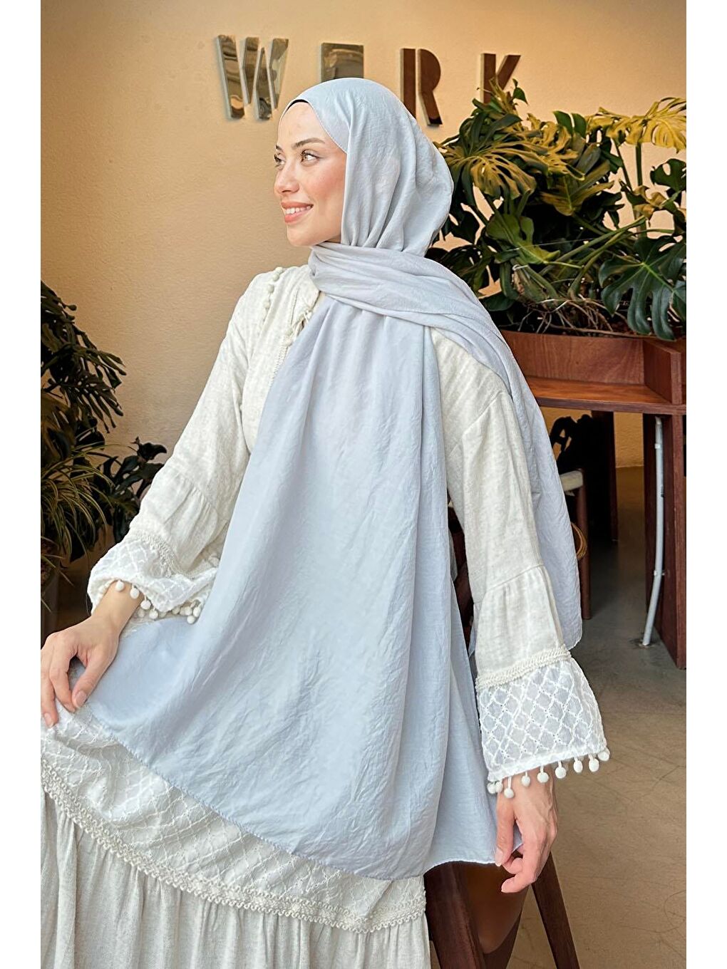 Comfort Pamuk Şal Gümüş Gri-3