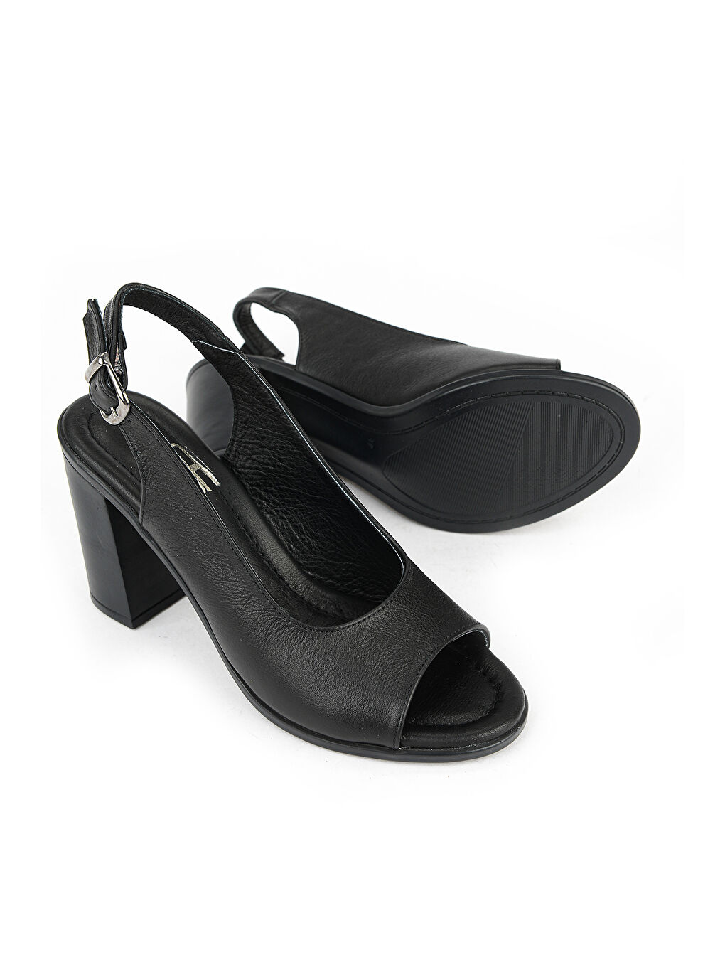 Kadın Hakiki Deri Topuklu Sandalet 1611020Z1716 Siyah-3